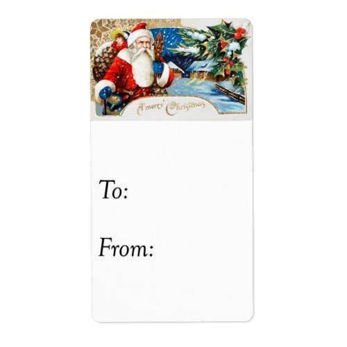 Vintage Merry Christmas From Santa Gift Tag