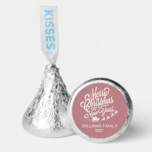 Vintage Merry Christmas Happy New Year Dusty Rose Hershey®'s Kisses®