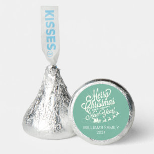 Vintage Merry Christmas Happy New Year Green Hershey®'s Kisses®