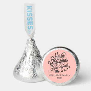Vintage Merry Christmas Happy New Year Pink Hershey®'s Kisses®