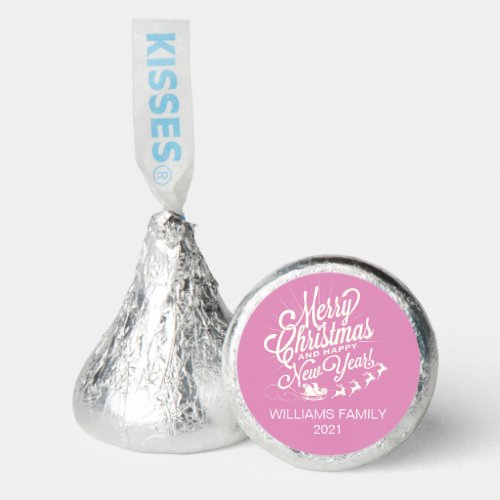 Vintage Merry Christmas Happy New Year Pink Hersheys Kisses