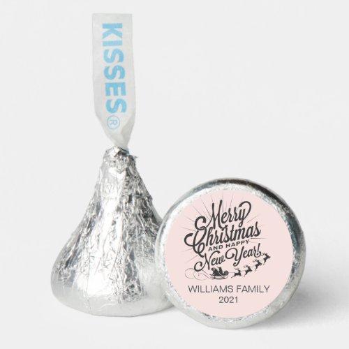 Vintage Merry Christmas Happy New Year Pink Hersheys Kisses