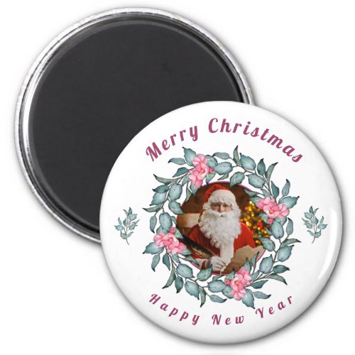 Vintage Merry Christmas Happy New Year Santa Claus Magnet