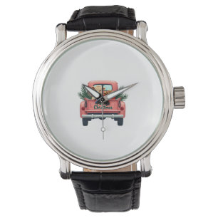Vintage Merry Christmas Highland Cow in Pink Farm Watch
