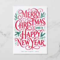 Vintage Merry Christmas Holiday Letterpress Card
