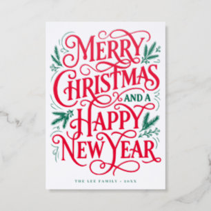 Vintage Merry Christmas Holiday Letterpress Card
