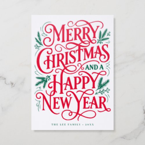 Vintage Merry Christmas Holiday Letterpress Card