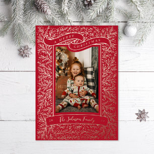 Vintage Merry Christmas Holiday Photo Foil Card
