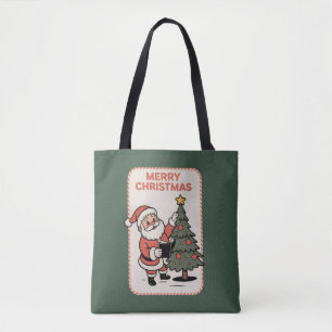 Vintage Merry Christmas Holiday Santa Reading  Tote Bag