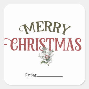 Vintage Merry Christmas Holidays Holiday Type Square Sticker