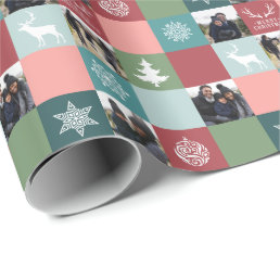 Vintage Merry Christmas Icons 4 Photos Wrapping Paper