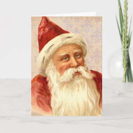Vintage Merry Christmas Kindly Old Fashioned Santa Holiday Card