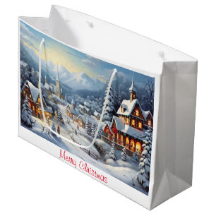 Vintage Merry Christmas Large Gift Bag
