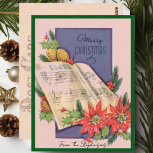 Vintage Merry Christmas Music Custom Name Postcard