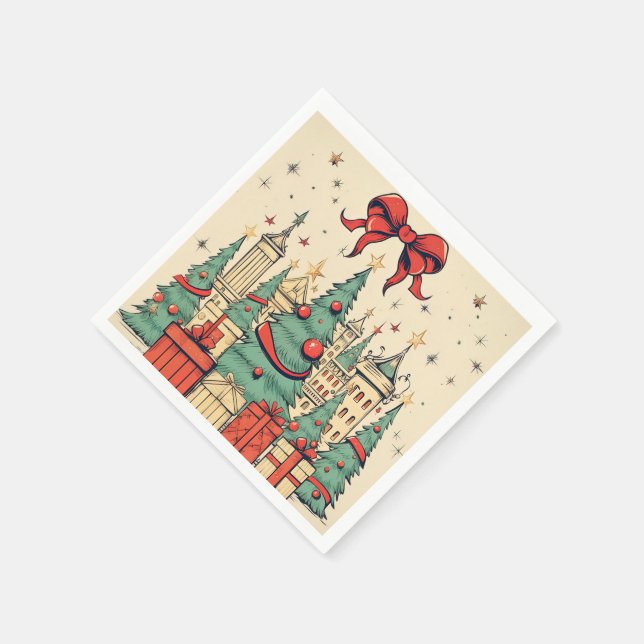 Vintage Merry Christmas Napkins (Corner)