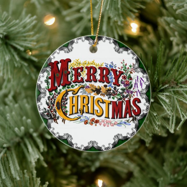 Vintage Merry Christmas Ornament (Tree)