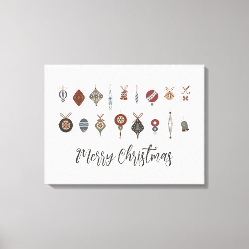 Vintage Merry Christmas Ornaments Canvas Print