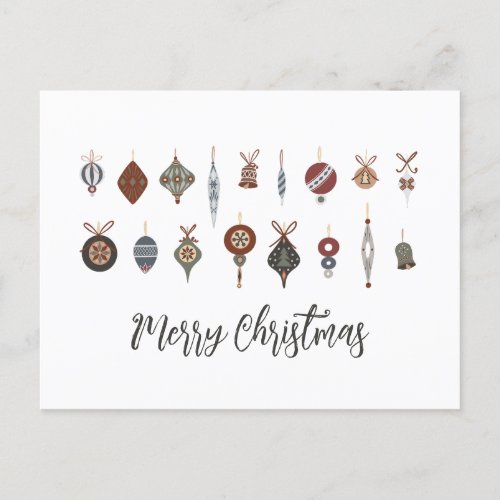 Vintage Merry Christmas Ornaments Holiday Postcard