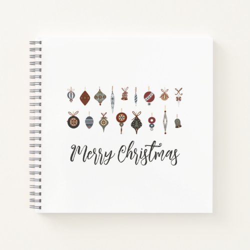 Vintage Merry Christmas Ornaments Notebook
