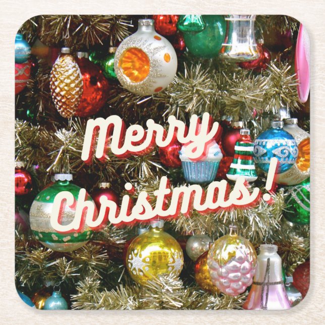 Vintage Merry Christmas! Paper Coaster (Front)