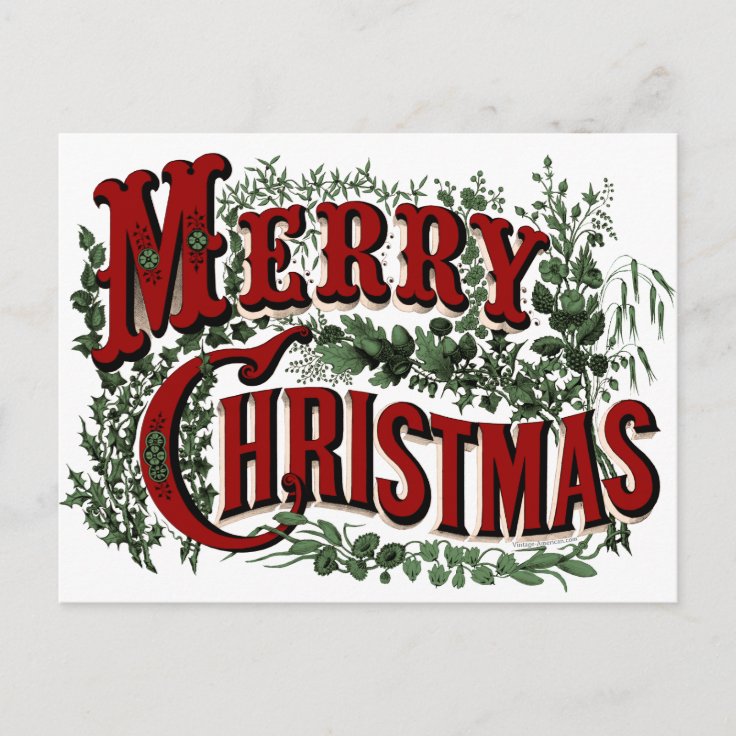 Vintage Merry Christmas Postcard Zazzle 1375