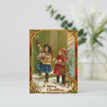 Vintage Merry Christmas Postcard | Zazzle