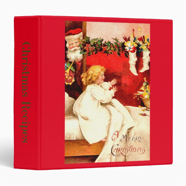 Vintage Merry Christmas Recipes Binder (Front/Spine)