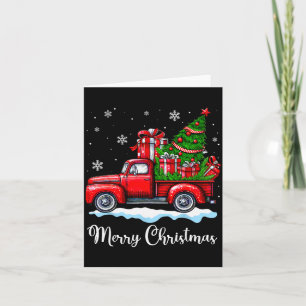 Vintage Merry Christmas Red Truck Funny Xmas Tree Card