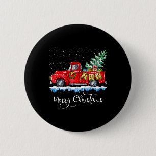 Vintage Merry Christmas Red Truck Old Fashioned Ch Button