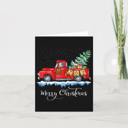 Vintage Merry Christmas Red Truck Old Fashioned Ch Card