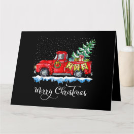 Vintage Merry Christmas Red Truck Old Fashioned Ch Card