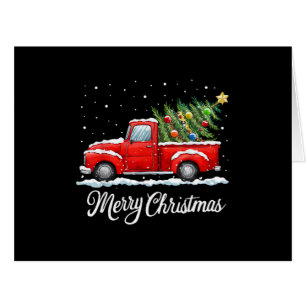 Vintage Merry Christmas Red Truck Old Fashioned Ch Cards