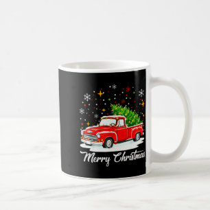 Vintage Merry Christmas Red Truck Xmas Tree Family Coffee Mug
