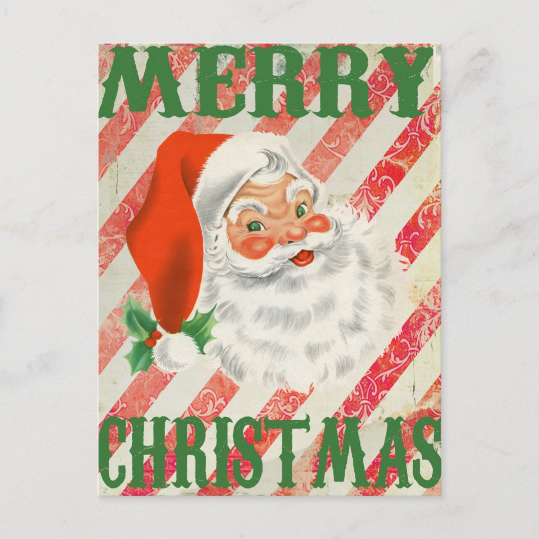 Vintage Merry Christmas Retro Santa Claus Holiday Postcard | Zazzle