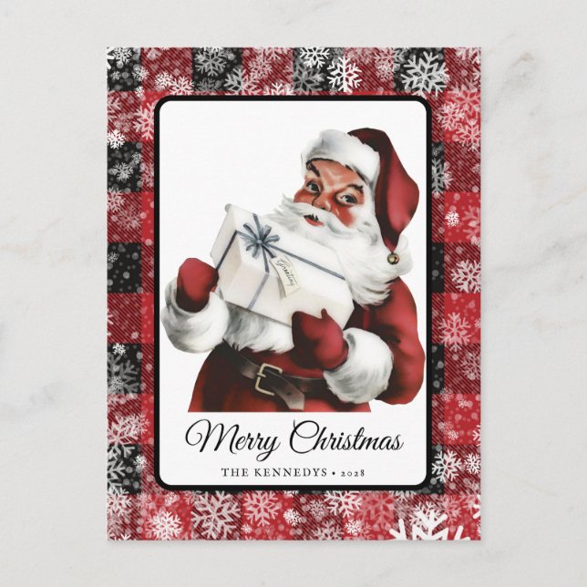 Vintage Merry Christmas Retro Santa Claus  Postcard (Front)