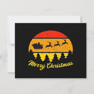 Vintage Merry Christmas Retro Sunset Classic Holiday Card