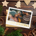 Vintage Merry Christmas Retro Typography | Red Foil Holiday Card<br><div class="desc">Vintage Merry Christmas Retro Typography | Red Postcard.  Customise all the text fields to bring a special touch to your holiday stationary.</div>