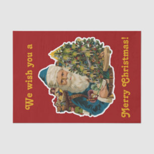 Vintage Merry Christmas Santa Bag of Toys Tissue Paper