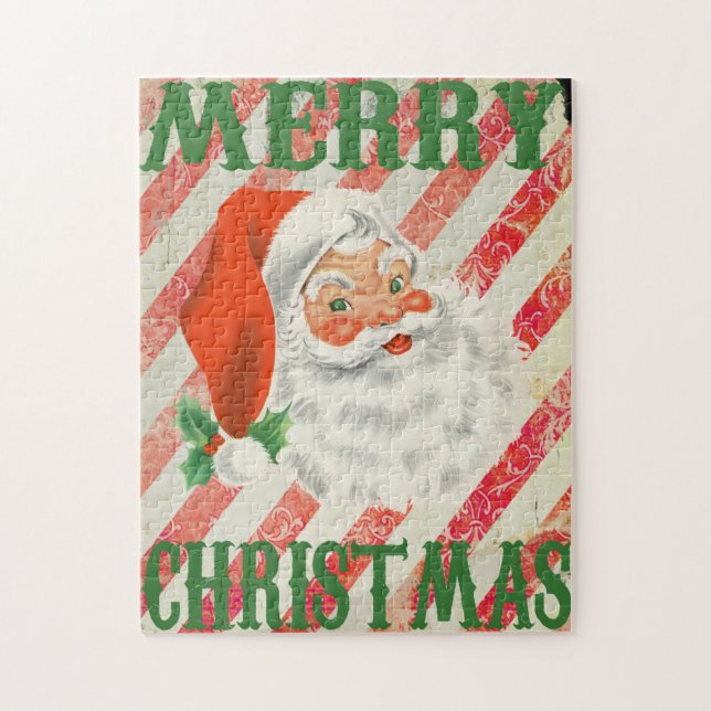 Vintage Merry Christmas Santa Claus Jigsaw Puzzle (Vertical)