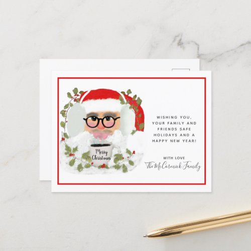 Vintage Merry Christmas Santa Family Custom Holiday Postcard