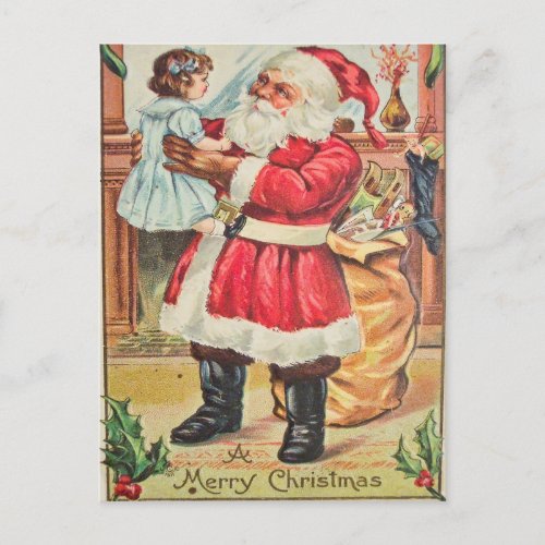 Vintage Merry Christmas Santa Holiday Postcard