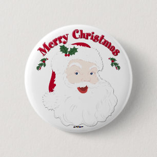 Vintage Merry Christmas Santa Pinback Button