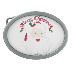 Vintage Merry Christmas Santa - script Belt Buckle