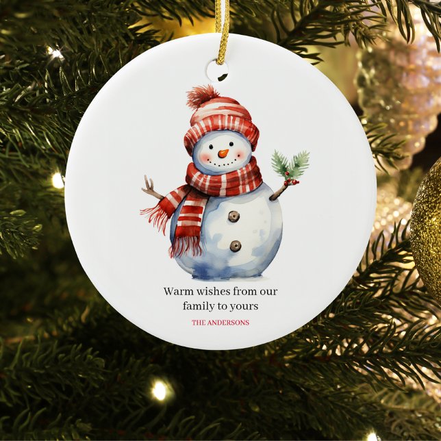 Vintage Merry Christmas & Snowmen  Ceramic Ornament (Creator Uploaded)