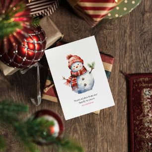 Vintage Merry Christmas & Snowmen Holiday Card