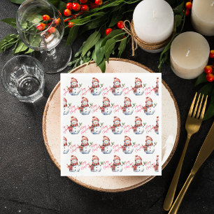 Vintage Merry Christmas & Snowmen Napkins