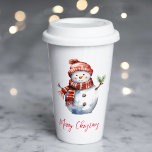 Vintage Merry Christmas & Snowmen  Paper Cups<br><div class="desc">Celebrate the magic of the holiday season with our charming Vintage Merry Christmas & Watercolor Snowmen Greeting Card. This beautifully designed card captures the nostalgic essence of Christmas with a touch of whimsy.</div>