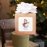 Vintage Merry Christmas & Snowmen  Square Sticker<br><div class="desc">Celebrate the magic of the holiday season with our charming Vintage Merry Christmas & Watercolor Snowmen Greeting Card. This beautifully designed card captures the nostalgic essence of Christmas with a touch of whimsy.</div>