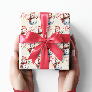 Vintage Merry Christmas & Snowmen  Wrapping Paper