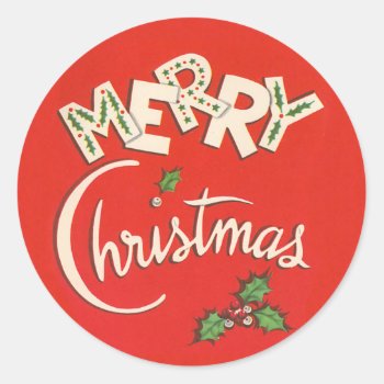 Vintage Merry Christmas Sticker by christmas1900 at Zazzle